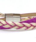Bracelet personnalisable en crins femme en rose et crins blancs. Pas cher pour qualité française