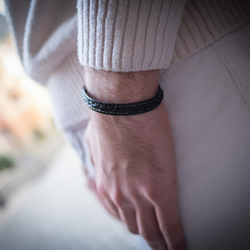 Bracelet crins homme Tabby Gris - Arlequin et Marc