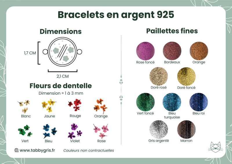 Prime et Elise - Bracelet chaîne en argent, fleurs et paillettes – Image 4