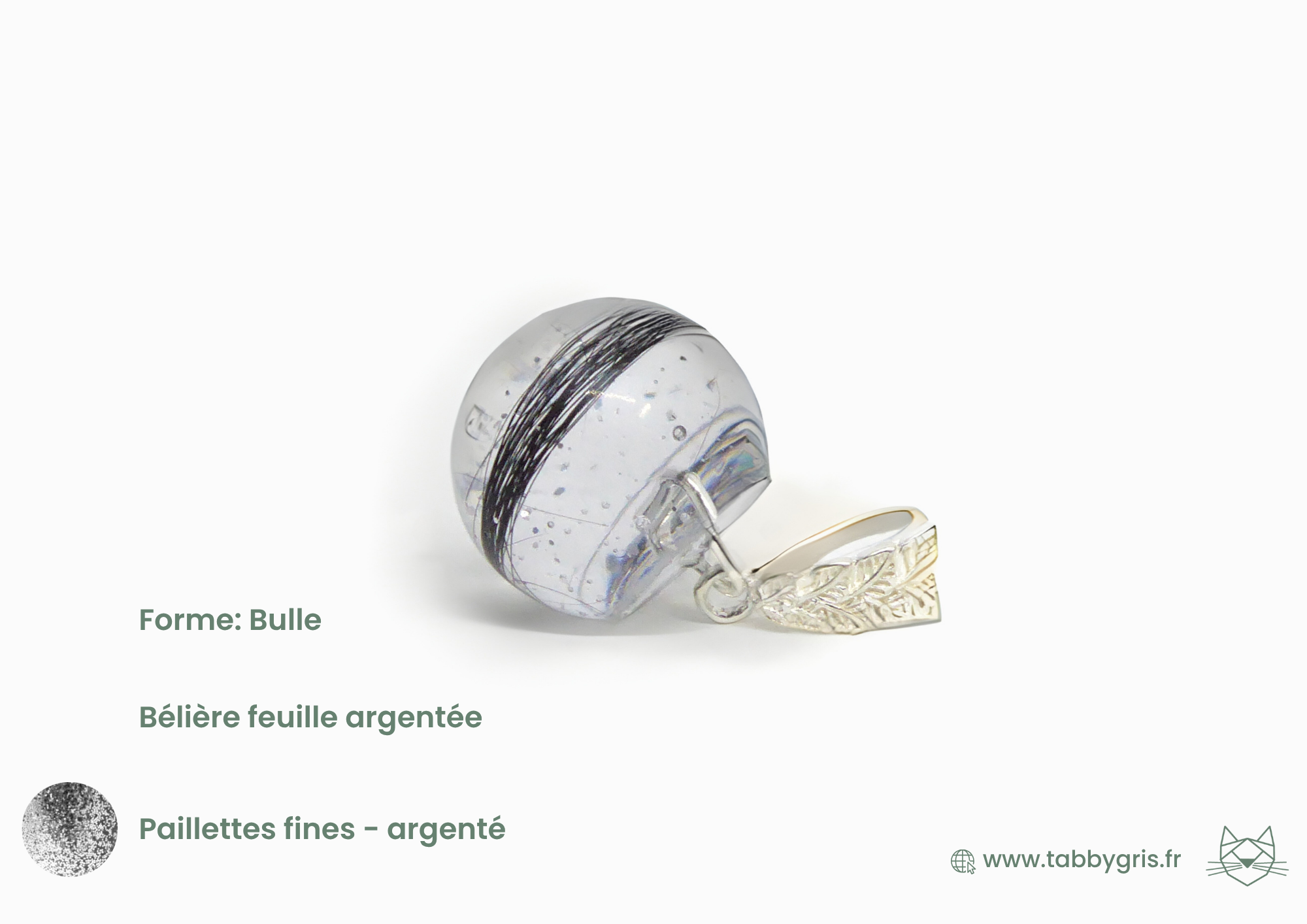 Pendentif poil animal en forme bulle avec quelques crins de votre cheval pour un bijou en crin unique et personnalisé.