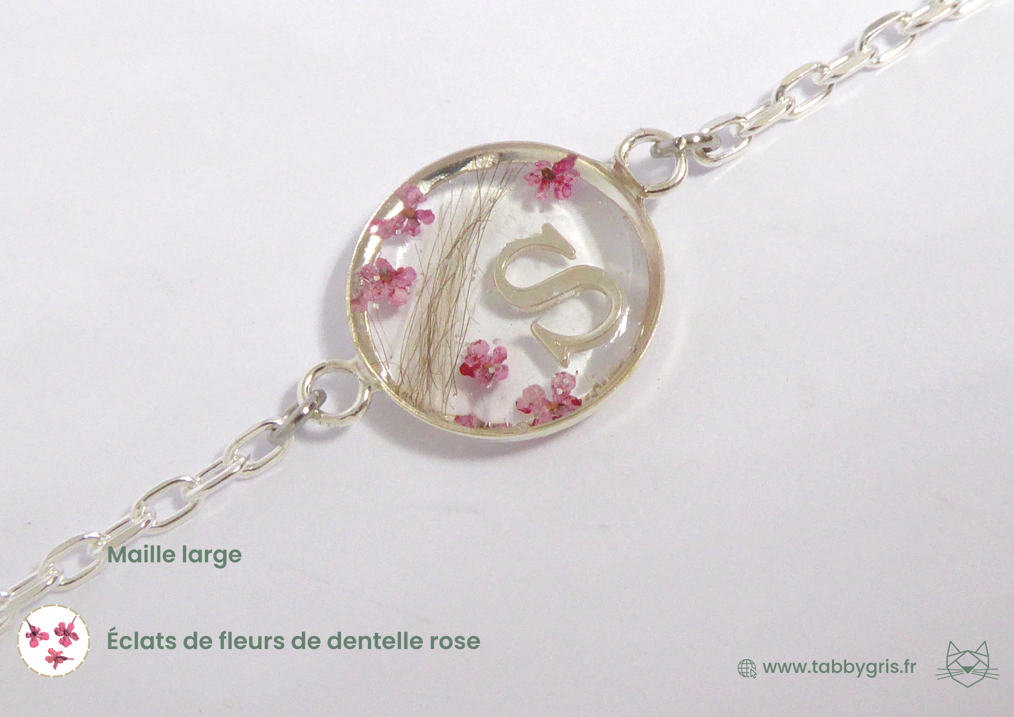 Dakota et Pénélope - Bracelet chaîne en argent et fleurs – Image 8