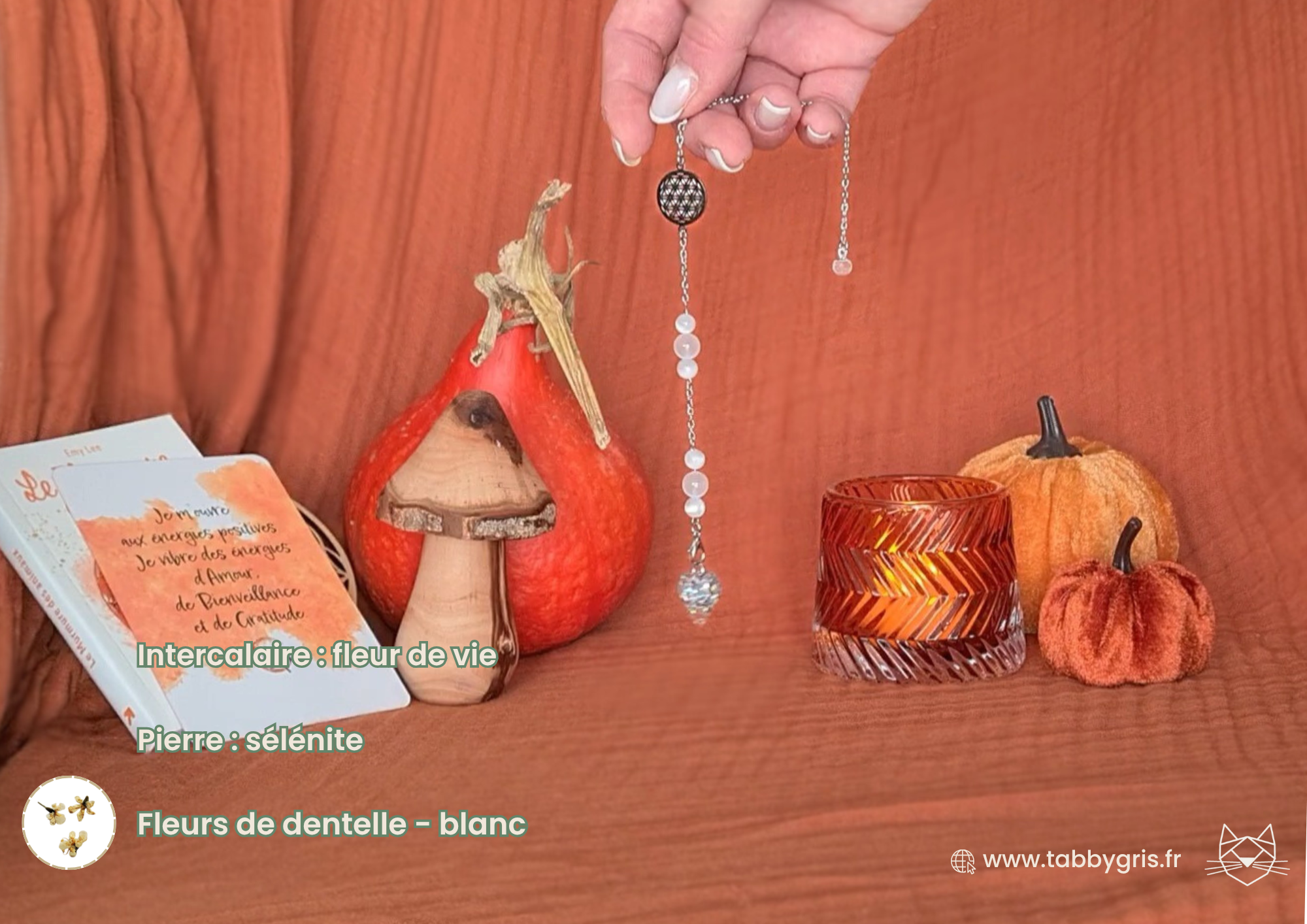 Kissim et Lucie - pendule divinatoire argenté et fleurs – Image 2