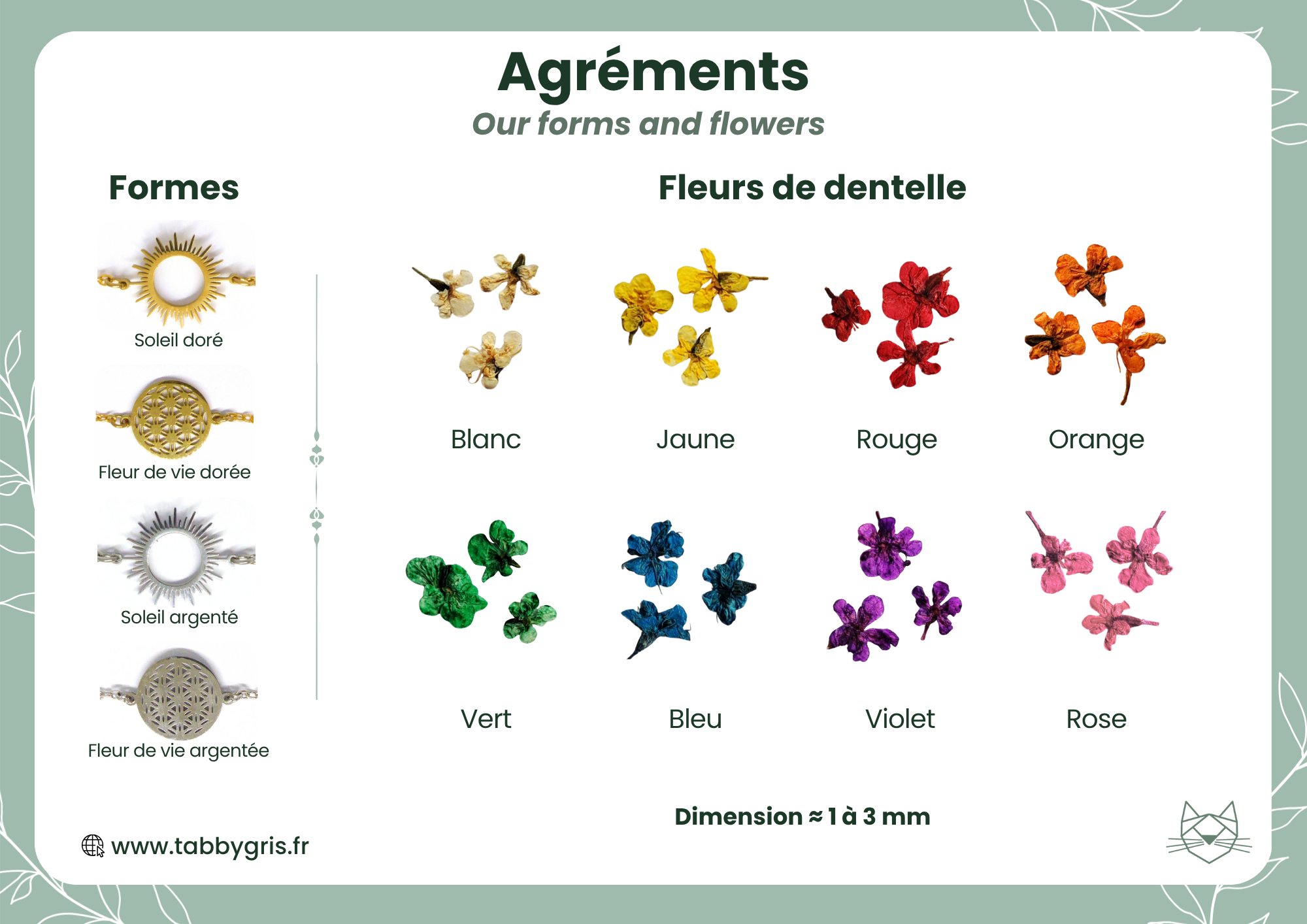 Kissim et Lucie - pendule divinatoire argenté et fleurs – Image 5