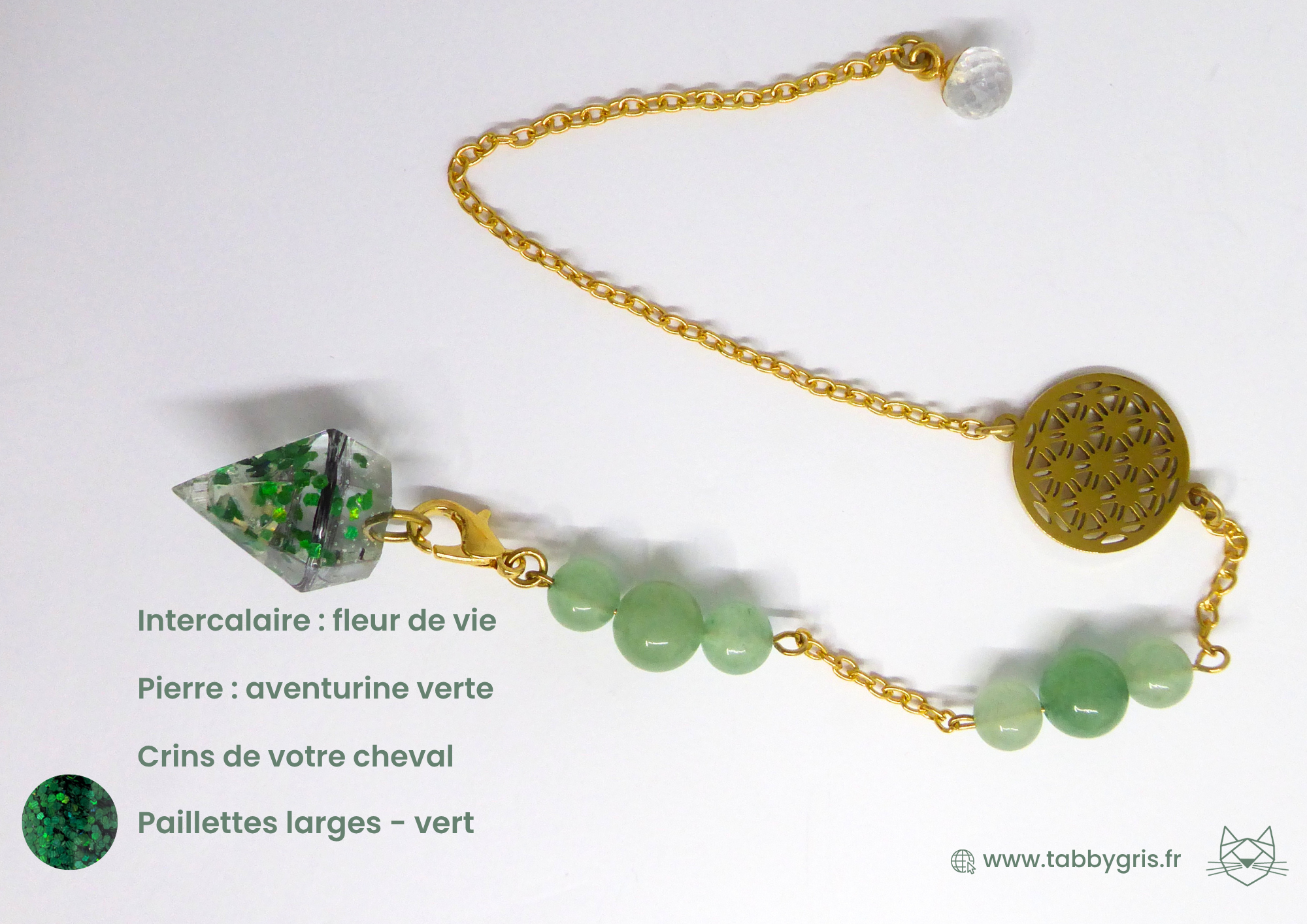 Pendule divinatoire en pierre naturelle crée par un artisan français. Choisissez l'ensemble des éléments de ce pendule