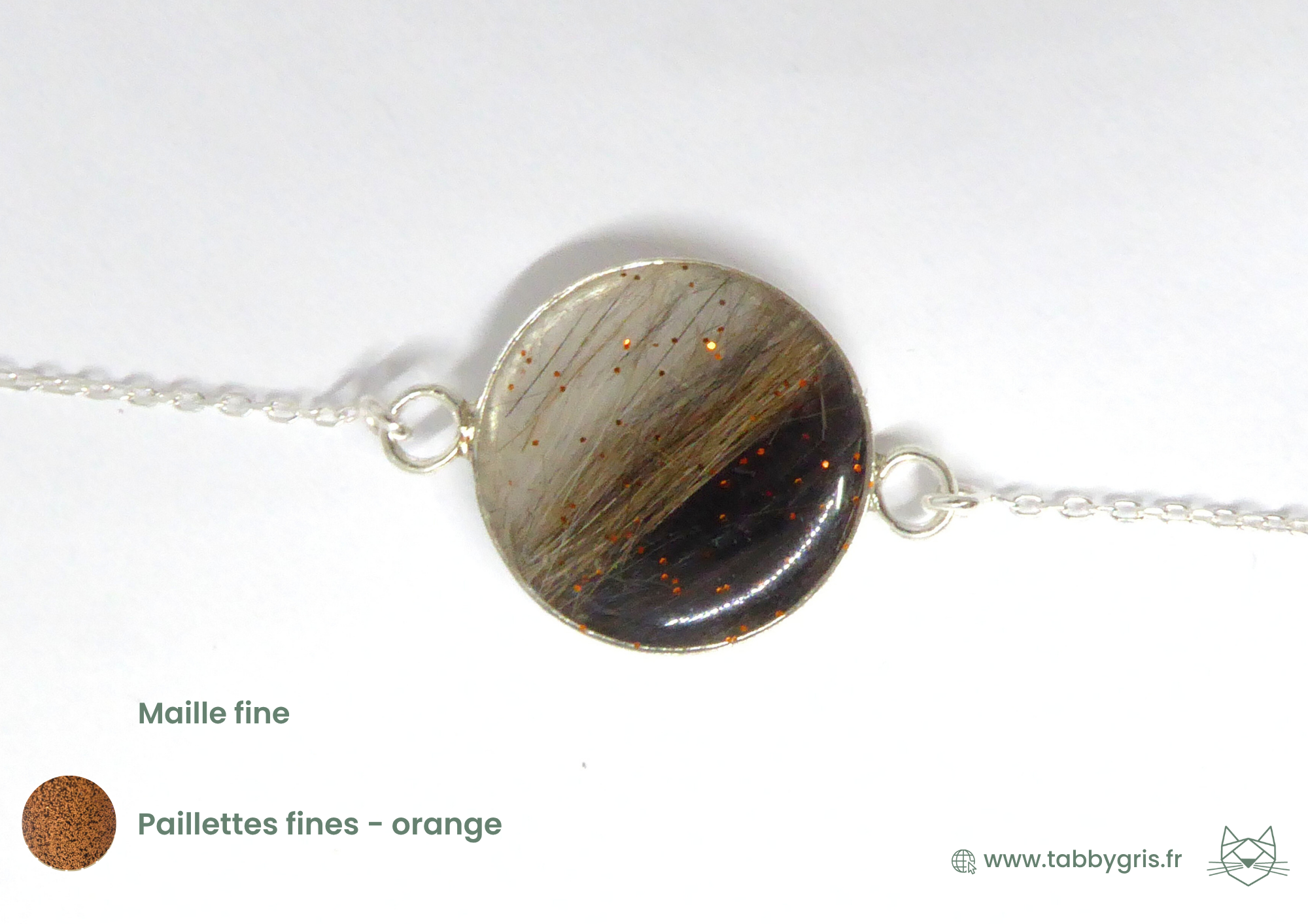 Uruguay et Daphné - Bracelet chaîne en argent, paillettes et feuille métallisée – Image 10