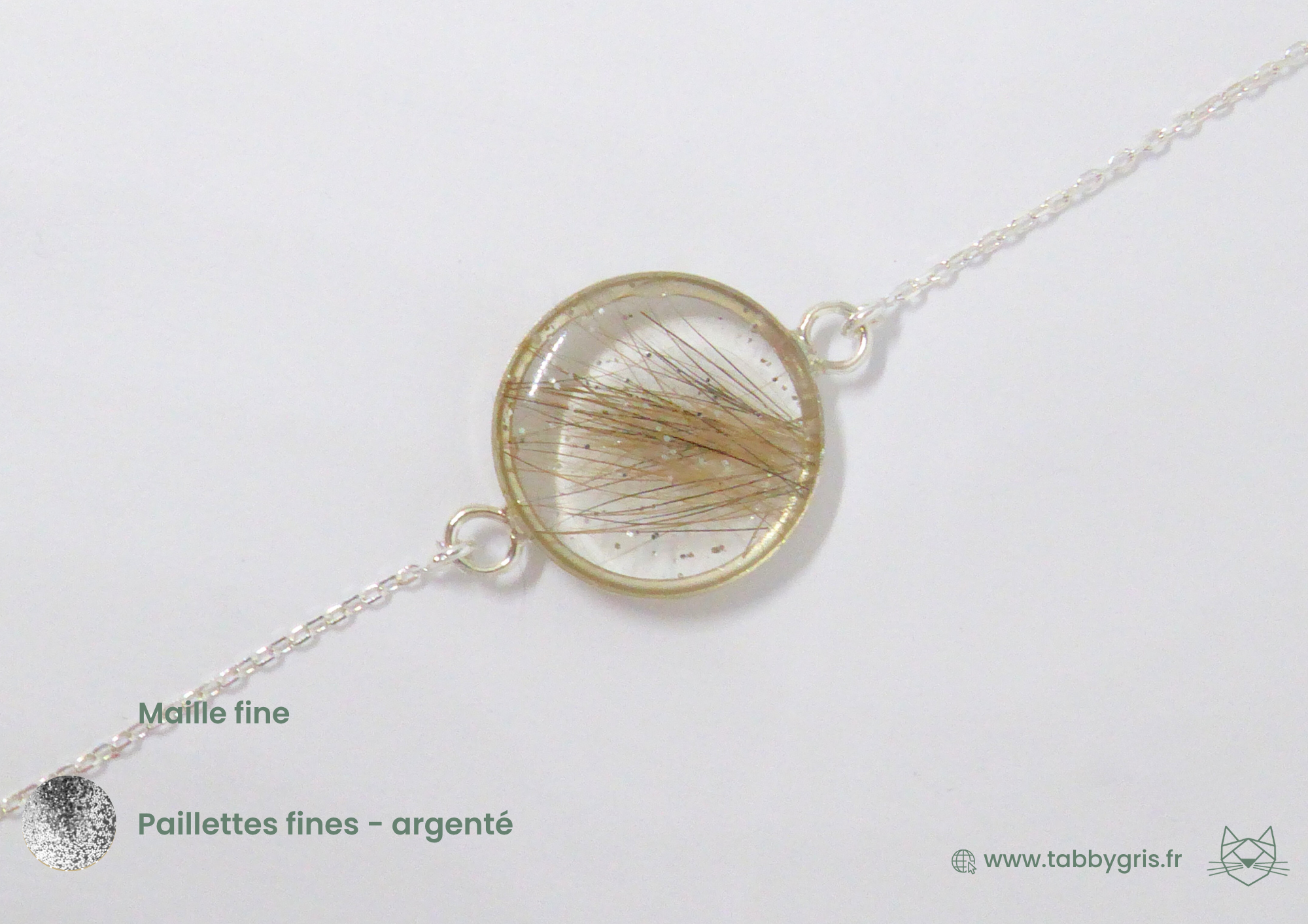 Uruguay et Daphné - Bracelet chaîne en argent, paillettes et feuille métallisée – Image 7