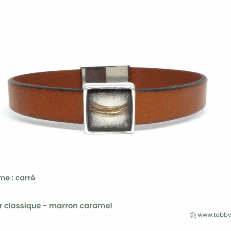 Bijou avec mèche de cheveux pour homme et femme. Créez un bracelet en cuir sur mesure et combinez les couleurs de nos cuirs pour un bijou sur mesure. Choisissez la taille au demi-centimètre près et glissez dans une résine de dernière génération un peu de ce que vous aimez : crins de votre cheval, poils de votre animal, cheveux de votre enfant