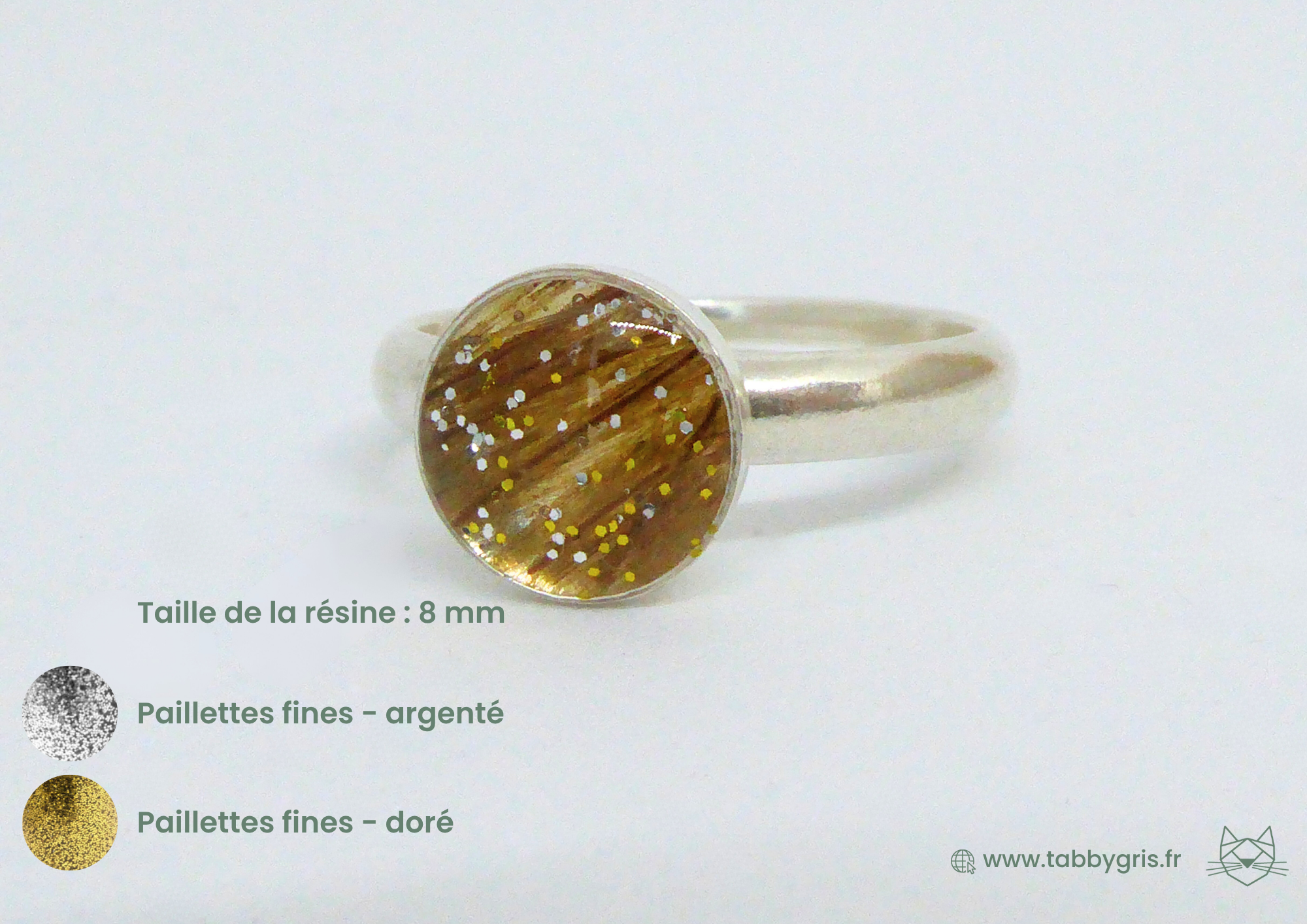 Léonne et Lucie - Bague en argent avec paillettes – Image 9