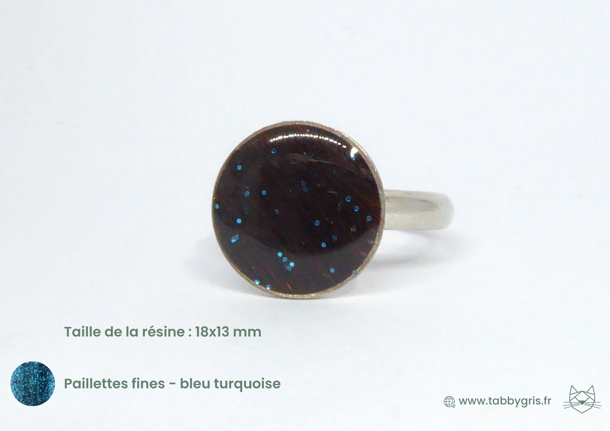 Léonne et Lucie - Bague en argent avec paillettes – Image 8