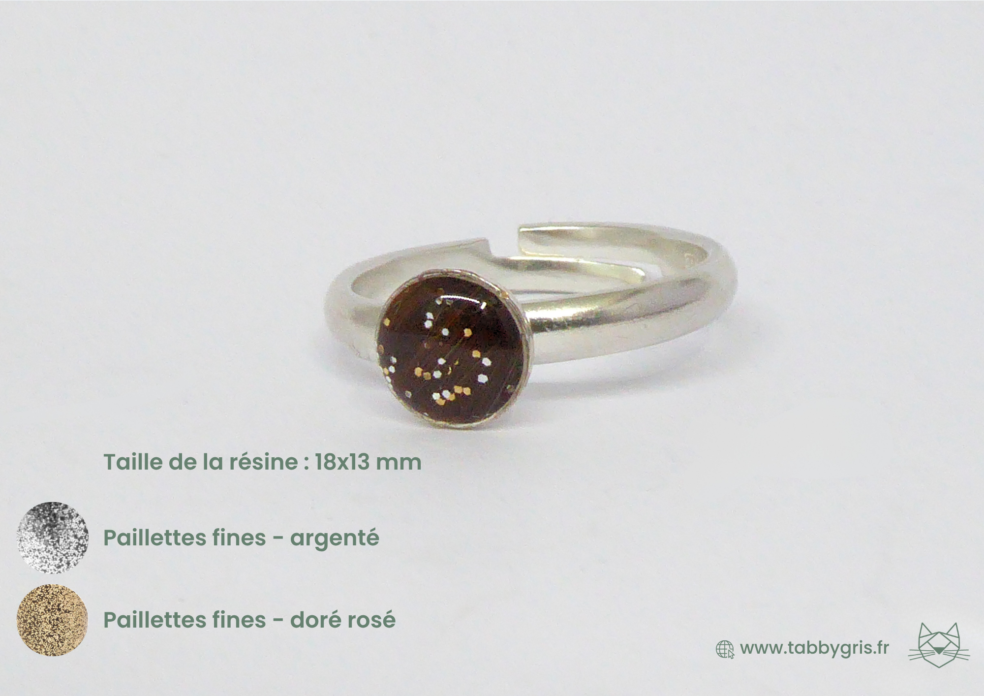 Léonne et Lucie - Bague en argent avec paillettes – Image 7