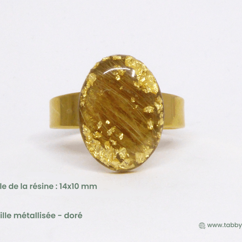Napoléon et Julie - Bague dorée avec paillettes et feuille métallisée